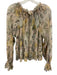 Anthropologie Size S Yellow, Black & White Polyester Long Sleeve Floral Top Yellow, Black & White / S