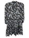 Veronica Beard Size 0 Blue, White, Black Long Sleeve Floral Piping Mini Dress Blue, White, Black / 0
