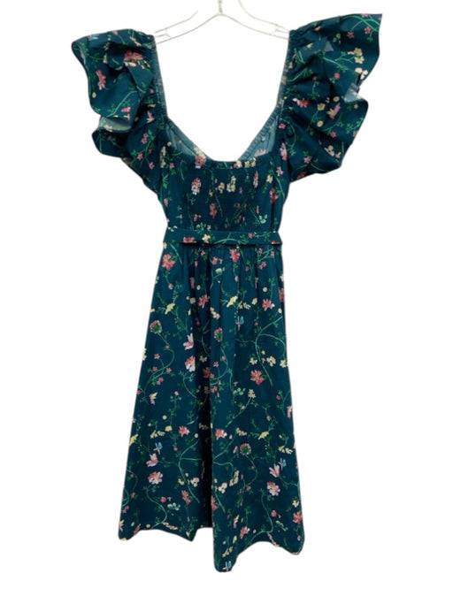 Hill House Size M Navy, Pink, Green Cotton Off Shoulder Floral Midi Dress Navy, Pink, Green / M
