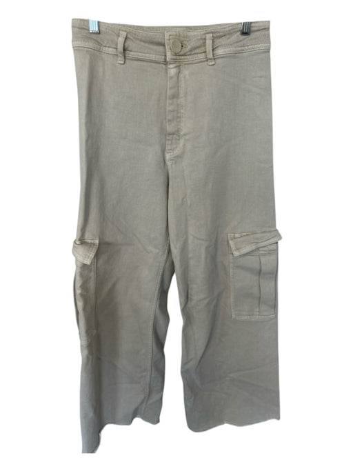 Zara Size 8 Tan Cotton Blend High Waist Cargo Pockets Wide Leg Pants Tan / 8