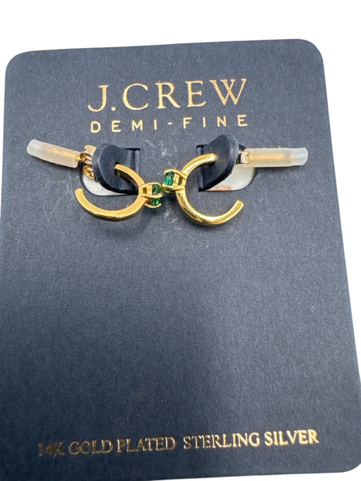 J Crew Gold Tone & Green 14K Gold Plated Sterling Silver Crystal Earrings Gold Tone & Green
