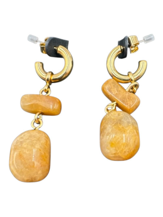 J Crew Tan Brown Hypoallergenic Ear Post Semi Precious Stone Dangle Earrings Tan Brown