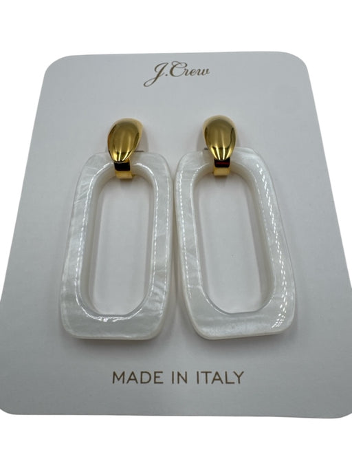 J Crew Gold & White Metal Resin Shimmer Post Back Earrings Gold & White