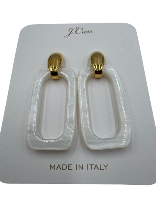 J Crew Gold & White Metal Resin Shimmer Post Back Earrings Gold & White