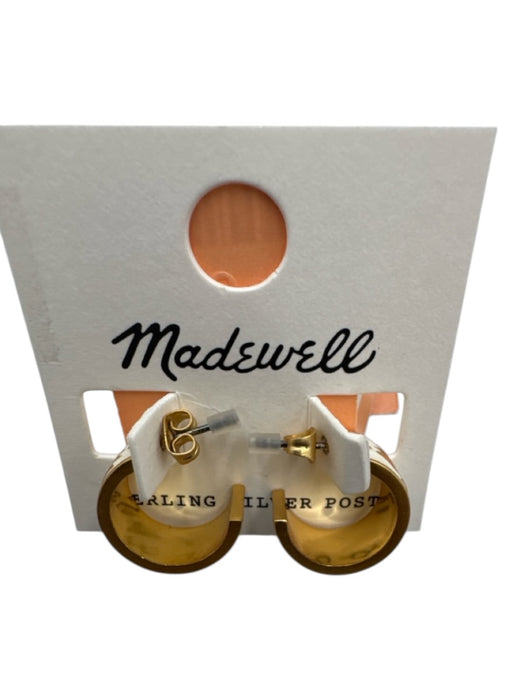 Madewell White, Orange, Gold Sterling Silver Posts Enamel Floral Earrings White, Orange, Gold
