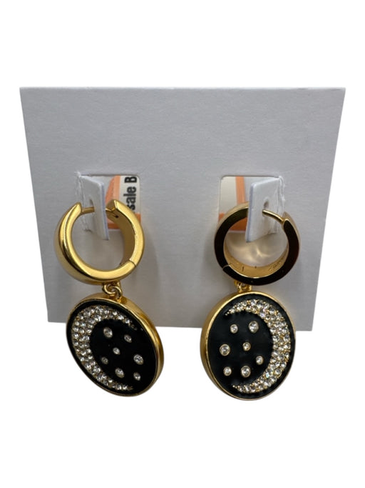 & Other Stories Black & Gold Recycled Brass Hinge Moon & Stars Dangle Earrings Black & Gold