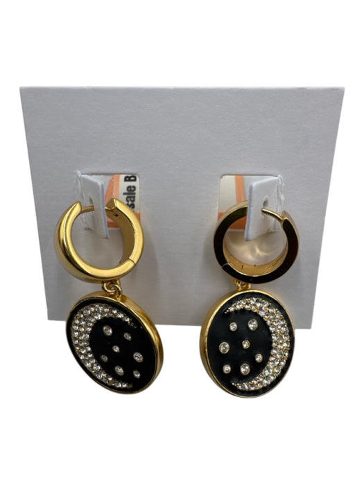 & Other Stories Black & Gold Recycled Brass Hinge Moon & Stars Dangle Earrings Black & Gold