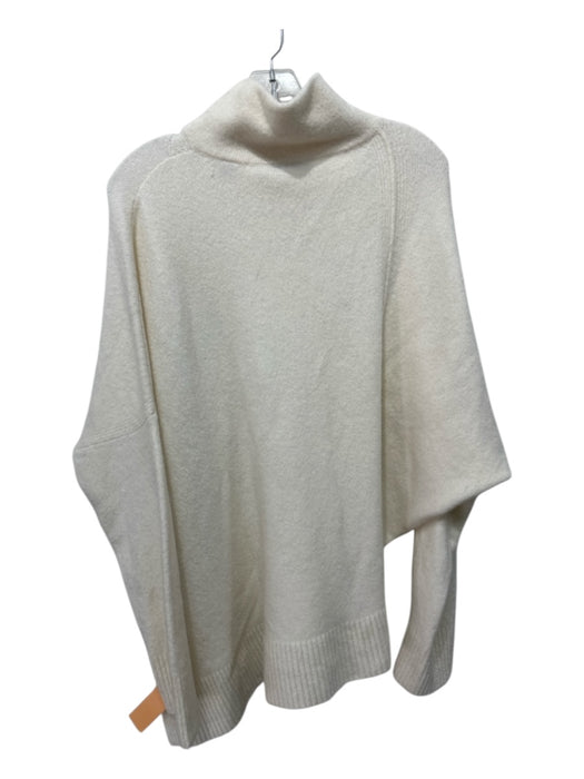 ALLSAINTS Size L Cream Wool Blend Split Hem Turtleneck Sweater Cream / L