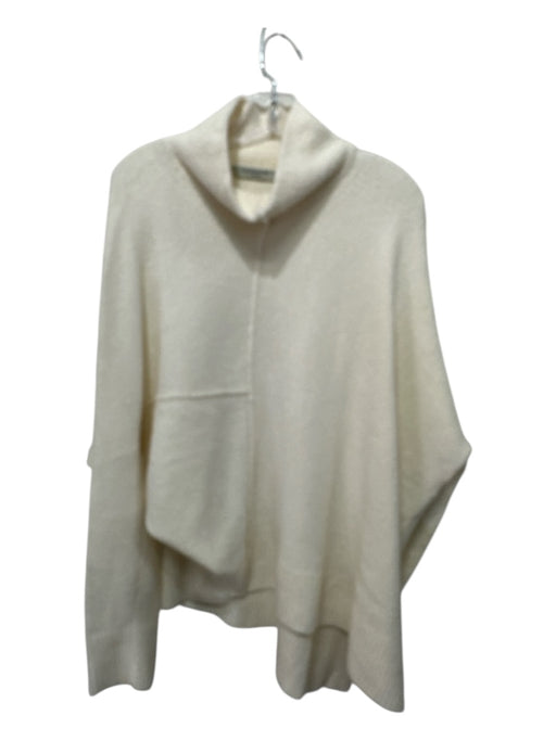 ALLSAINTS Size L Cream Wool Blend Split Hem Turtleneck Sweater Cream / L