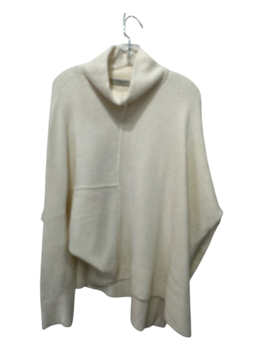 ALLSAINTS Size L Cream Wool Blend Split Hem Turtleneck Sweater Cream / L