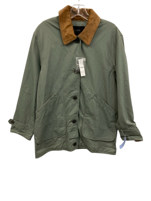 J. Crew Size XS Dusty Green & Orange Cotton Corduroy Collar Button Front Jacket Dusty Green & Orange / XS