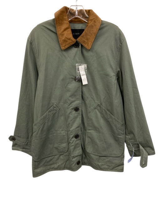J. Crew Size XS Dusty Green & Orange Cotton Corduroy Collar Button Front Jacket Dusty Green & Orange / XS