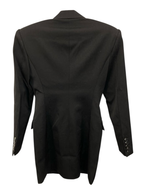 Reiss Size 4 Black Wool Blend Shoulder Pads Double Breasted Flap Pockets Jacket Black / 4