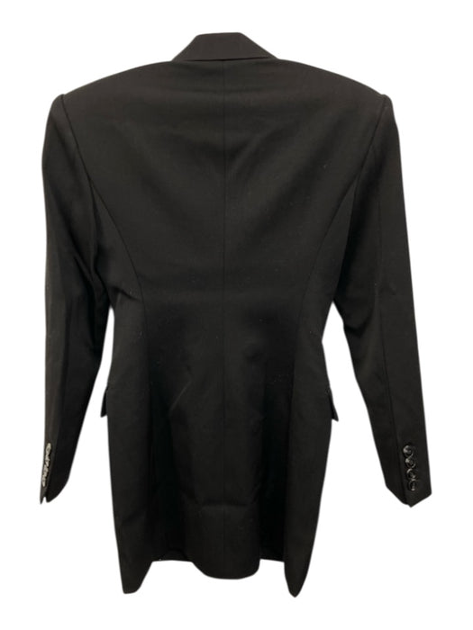 Reiss Size 4 Black Wool Blend Shoulder Pads Double Breasted Flap Pockets Jacket Black / 4