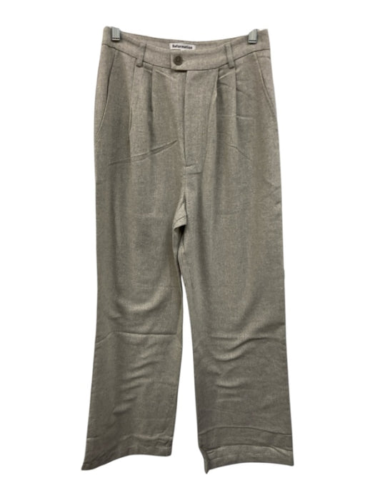Reformation Size 6 Beige Acrylic & Wool Blend Pleated Front High Rise Pants Beige / 6