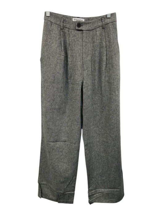 Reformation Size 4 Black & Gray Acrylic & Wool Blend Pleated Front Pants Black & Gray / 4