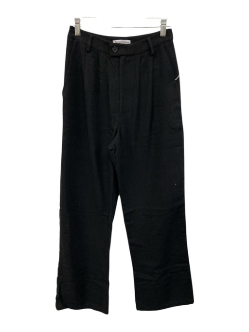 Reformation Size 4 Black Polyester & Wool Blend Pleated Front High Rise Pants Black / 4