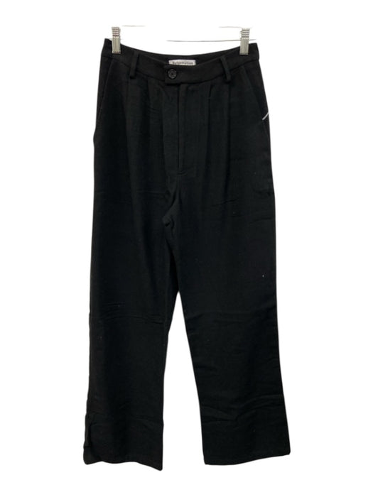 Reformation Size 4 Black Polyester & Wool Blend Pleated Front High Rise Pants Black / 4