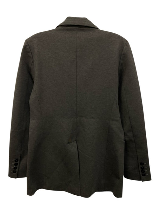 Theory Size 4 Dark Gray Viscose Blend Double Breasted Blazer Slit Pocket Jacket Dark Gray / 4