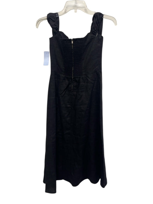 Reformation Size 2 Black Linen Sleeveless Sweetheart Neckline Front Slit Dress Black / 2