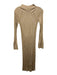 Dagmar Size M Cream & Beige Rayon Blend Ribbed Knit High Neck Long Sleeve Dress Cream & Beige / M