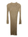 Dagmar Size M Cream & Beige Rayon Blend Ribbed Knit High Neck Long Sleeve Dress Cream & Beige / M