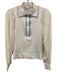 Reiss Size XS Cream White & Blue Viscose Blend Ribbed Knit Semi Sheer Polo Top Cream White & Blue / XS