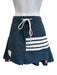 Thom Browne Size 36 Navy Blue & White Polyester Drawstring Waist Pleated Skirt Navy Blue & White / 36