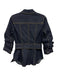 Cinq a Sept Size 2 Dark Wash Cotton Blend Denim Scrunch Sleeve Paneled Jacket Dark Wash / 2