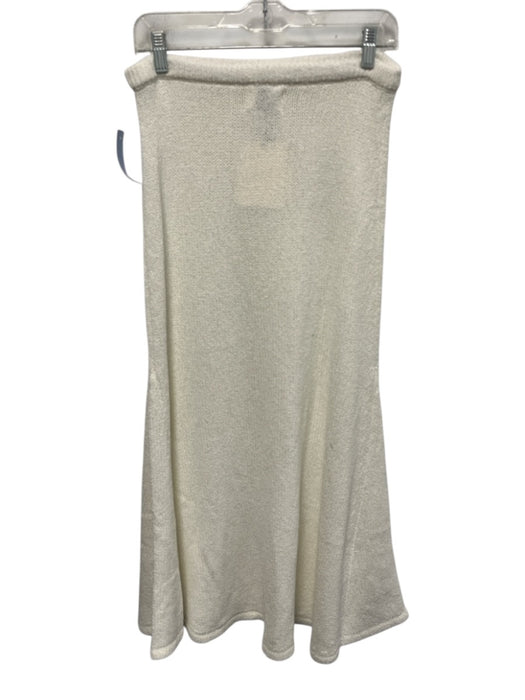 Dissh Size S White Cotton Blend Elastic Waistband Knit A Line Maxi Skirt White / S
