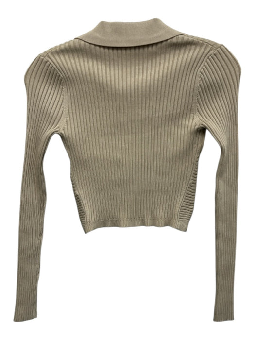 Jonathan Simkhai Size S Khaki Beige Rayon Blend Ribbed Knit Button Front Sweater Khaki Beige / S
