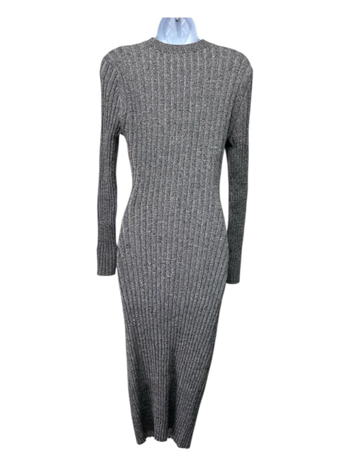 Jonathan Simkhai Size M Gray Rayon Blend Ribbed Knit Cut Out Button Detail Dress Gray / M