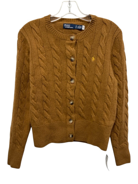 Polo Ralph Lauren Size M Tan Brown Wool & Cashmere Cable Knit Ribbed Hem Sweater Tan Brown / M