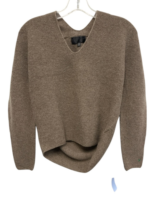 Nili Lotan Size S Taupe Gray Wool & Cashmere Knit Slit Neck Long Sleeve Sweater Taupe Gray / S