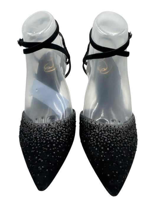 Sam Edelman Shoe Size 9 Black & Silver Leather Upper Glitter Pointed Toe Pumps Black & Silver / 9