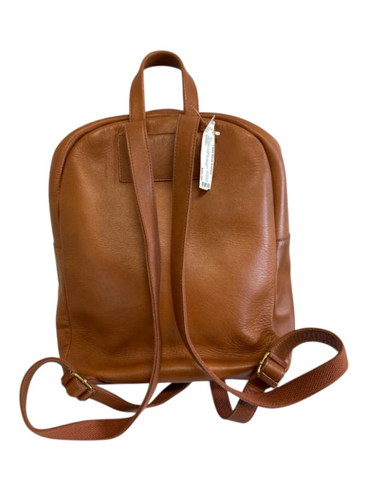 Madewell Tan Brown Leather Zip Close Backpack Adjustable Strap Bag Tan Brown
