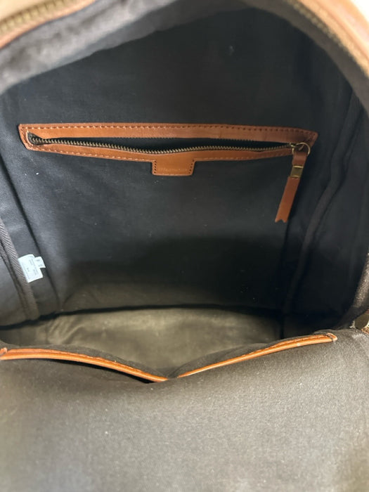 Madewell Tan Brown Leather Zip Close Backpack Adjustable Strap Bag Tan Brown