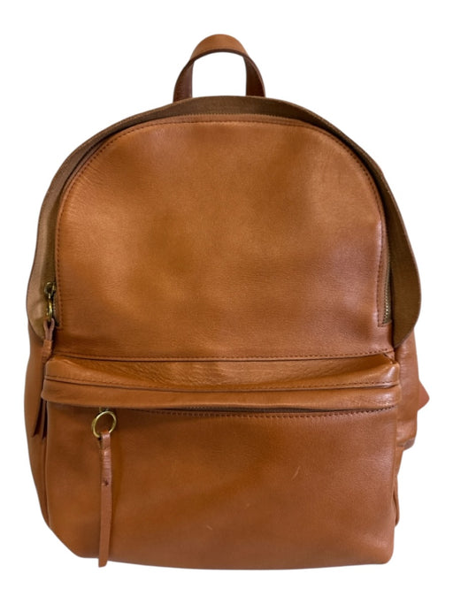 Madewell Tan Brown Leather Zip Close Backpack Adjustable Strap Bag Tan Brown