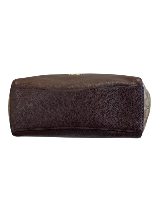 Coach Brown, Purple & Beige Coated Canvas & Leather Zip Pocket Two Handle Bag Brown, Purple & Beige