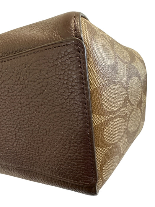 Coach Brown, Purple & Beige Coated Canvas & Leather Zip Pocket Two Handle Bag Brown, Purple & Beige