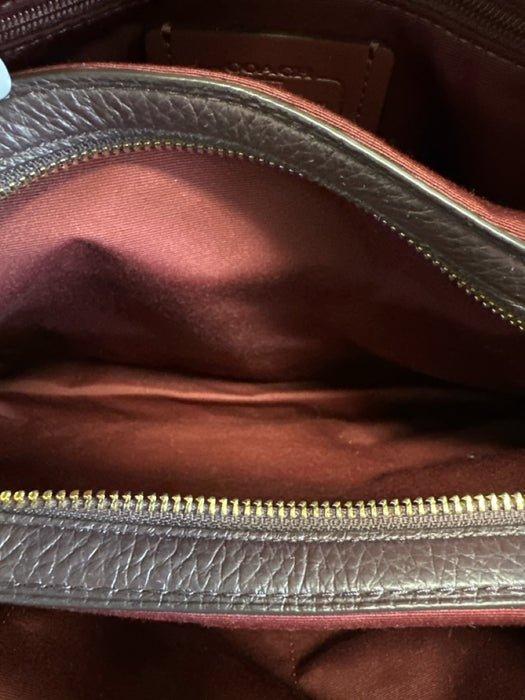 Coach Brown, Purple & Beige Coated Canvas & Leather Zip Pocket Two Handle Bag Brown, Purple & Beige
