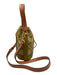 Tory Burch Chartreuse, Brown & White Leather Monogram Drawstring Top Bucket Bag Chartreuse, Brown & White