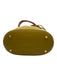 Tory Burch Chartreuse, Brown & White Leather Monogram Drawstring Top Bucket Bag Chartreuse, Brown & White
