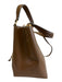 Tory Burch Brown & Beige Leather & Canvas Monogram Drawstring Top Bucket Bag Brown & Beige