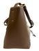Tory Burch Brown & Beige Leather & Canvas Monogram Drawstring Top Bucket Bag Brown & Beige
