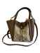 Tory Burch Brown & Beige Leather & Canvas Monogram Drawstring Top Bucket Bag Brown & Beige