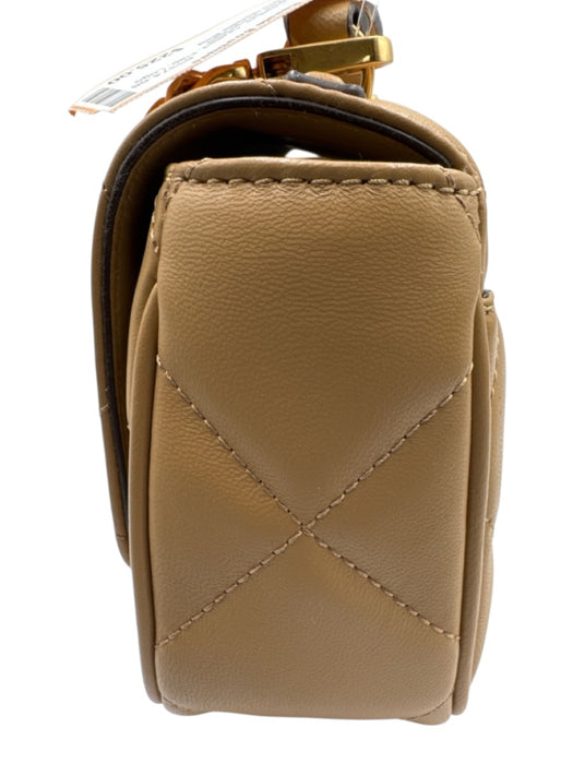 Tory Burch Beige Leather Quilted Flap Logo Detail Shoulder Bag Beige / Mini