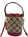 Tory Burch Beige, Red & Green Leather & Canvas Monogram Embroidered Floral Bag Beige, Red & Green / Mini