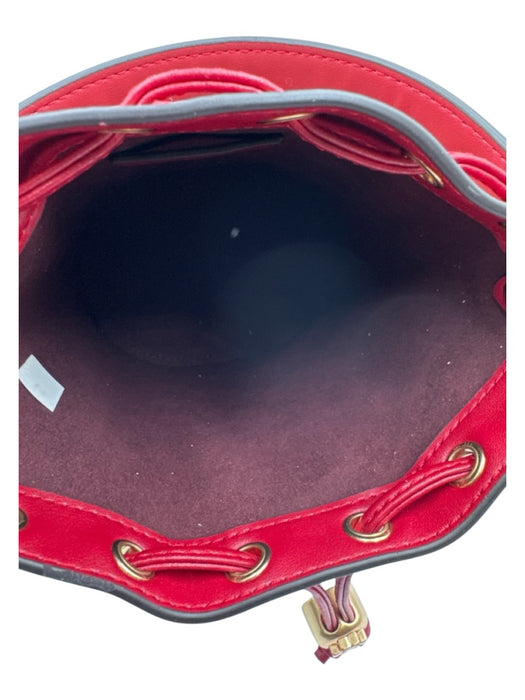 Tory Burch Beige, Red & Green Leather & Canvas Monogram Embroidered Floral Bag Beige, Red & Green / Mini