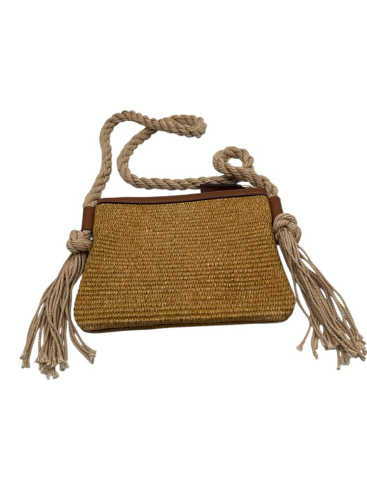 Marni Brown, Beige & Black Print Straw Woven Rope Strap Zip Top Shoulder Bag Brown, Beige & Black Print